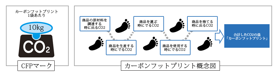 カーボンフットプリント概念図 カーボンフットプリント概念図